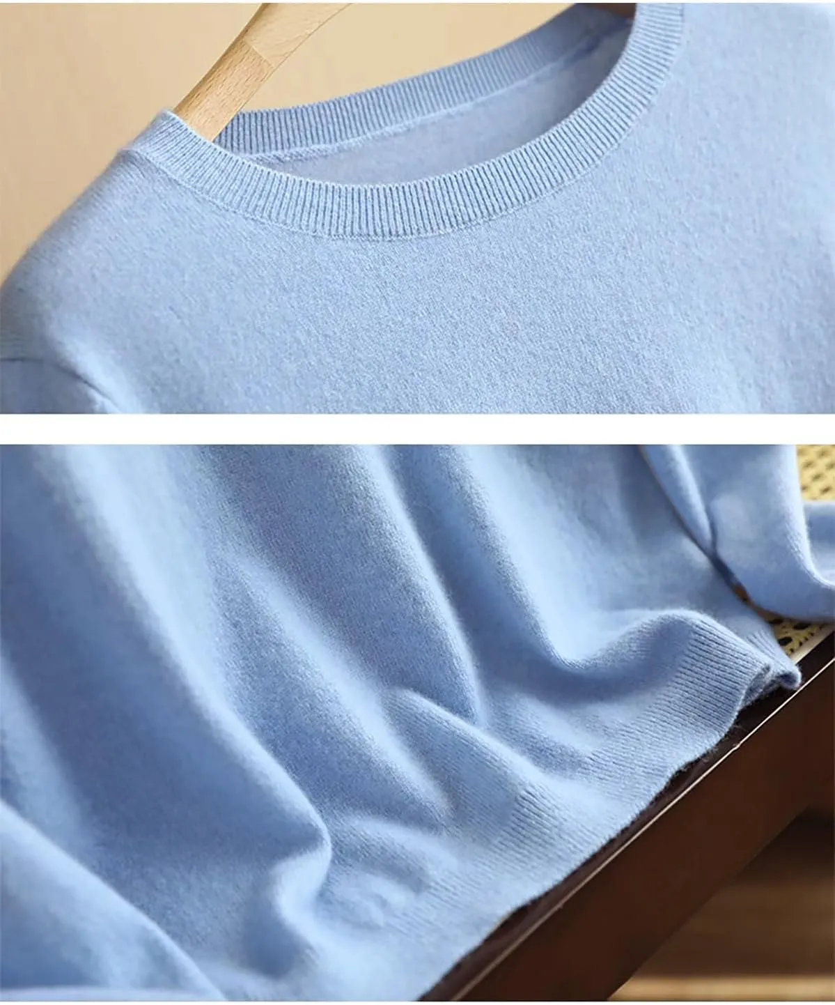 100% Pure Cashmere Crewneck Sweater for Women Long Sleeve Warm Soft Lightweight Knit Pullover