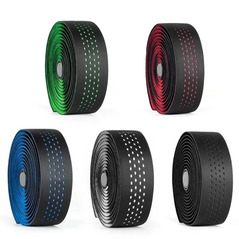 1pair Perforated Breathable Handlebar Tapes Non-slip Road Bike Bar Tape EVA/PU Soft Anti-Vibration Wrap Tape Durable Bar Bartape