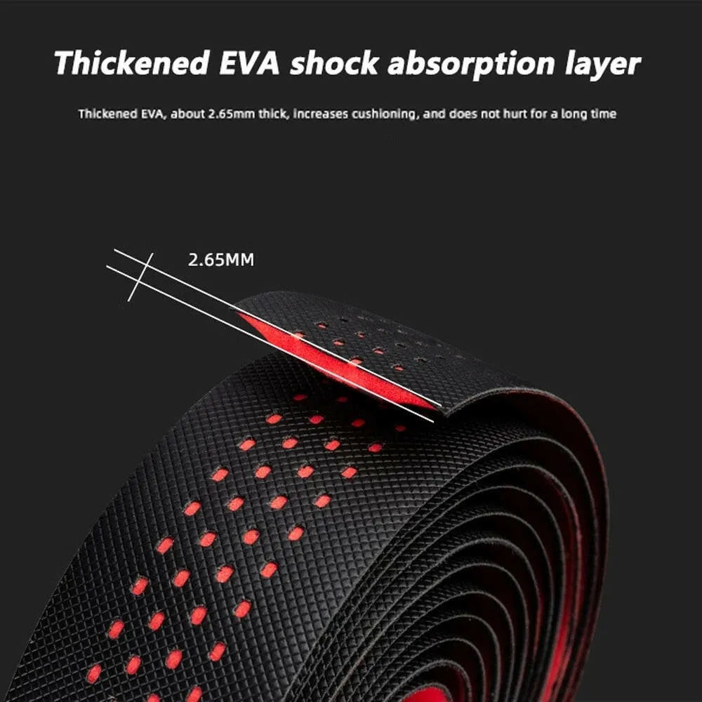 1pair Perforated Breathable Handlebar Tapes Non-slip Road Bike Bar Tape EVA/PU Soft Anti-Vibration Wrap Tape Durable Bar Bartape