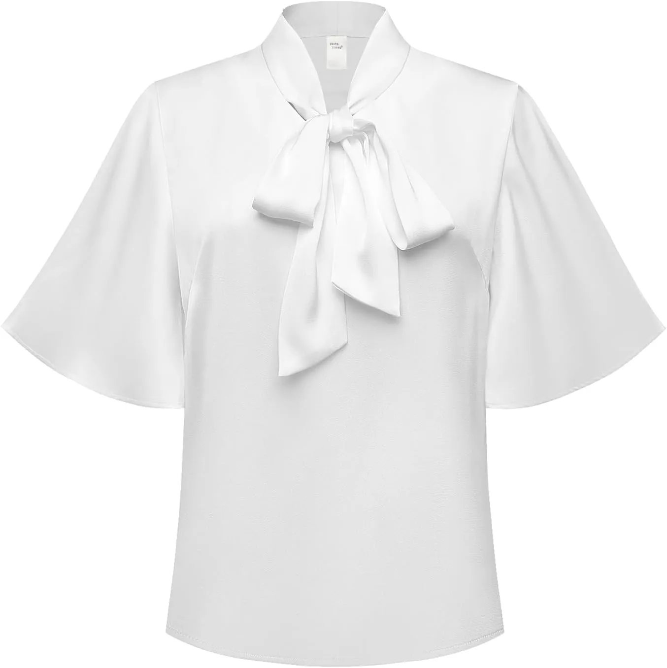 2025 Elegant Summer Women's Bow Collar Ruffle Short Sove Shirt Casual Shirt Top