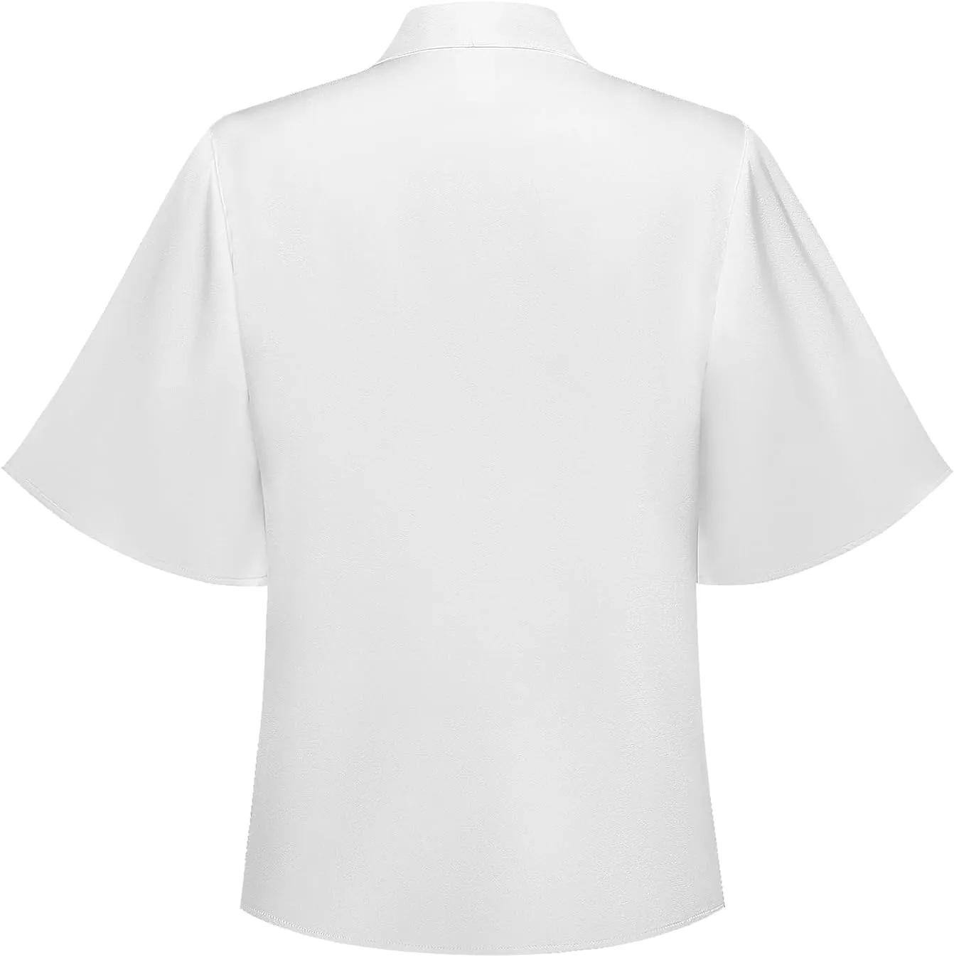 2025 Elegant Summer Women's Bow Collar Ruffle Short Sove Shirt Casual Shirt Top