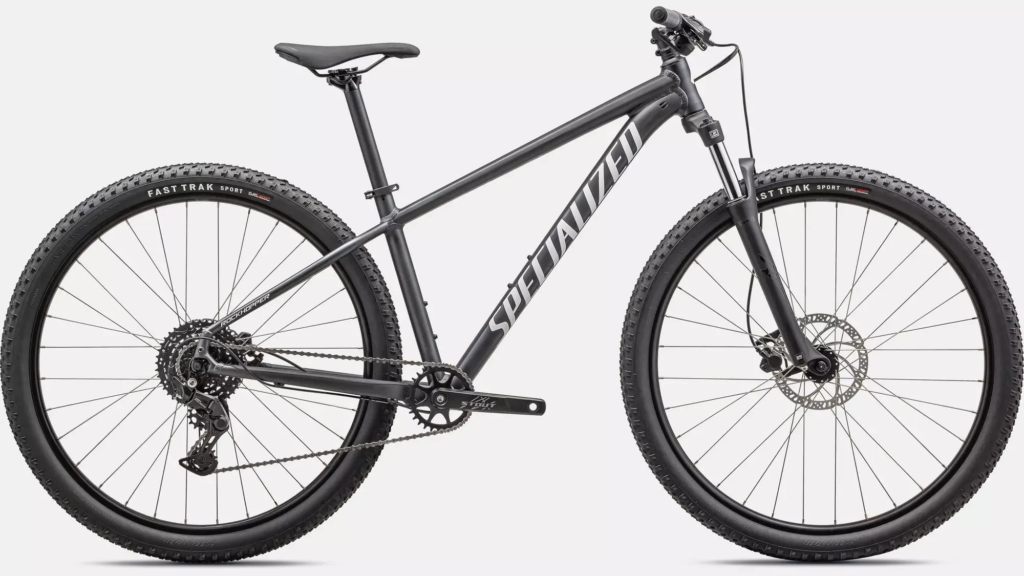 24 SPECIALIZED ROCKHOPPER SPORT - SMALL - BLACK LIQUID METAL/ WHITE