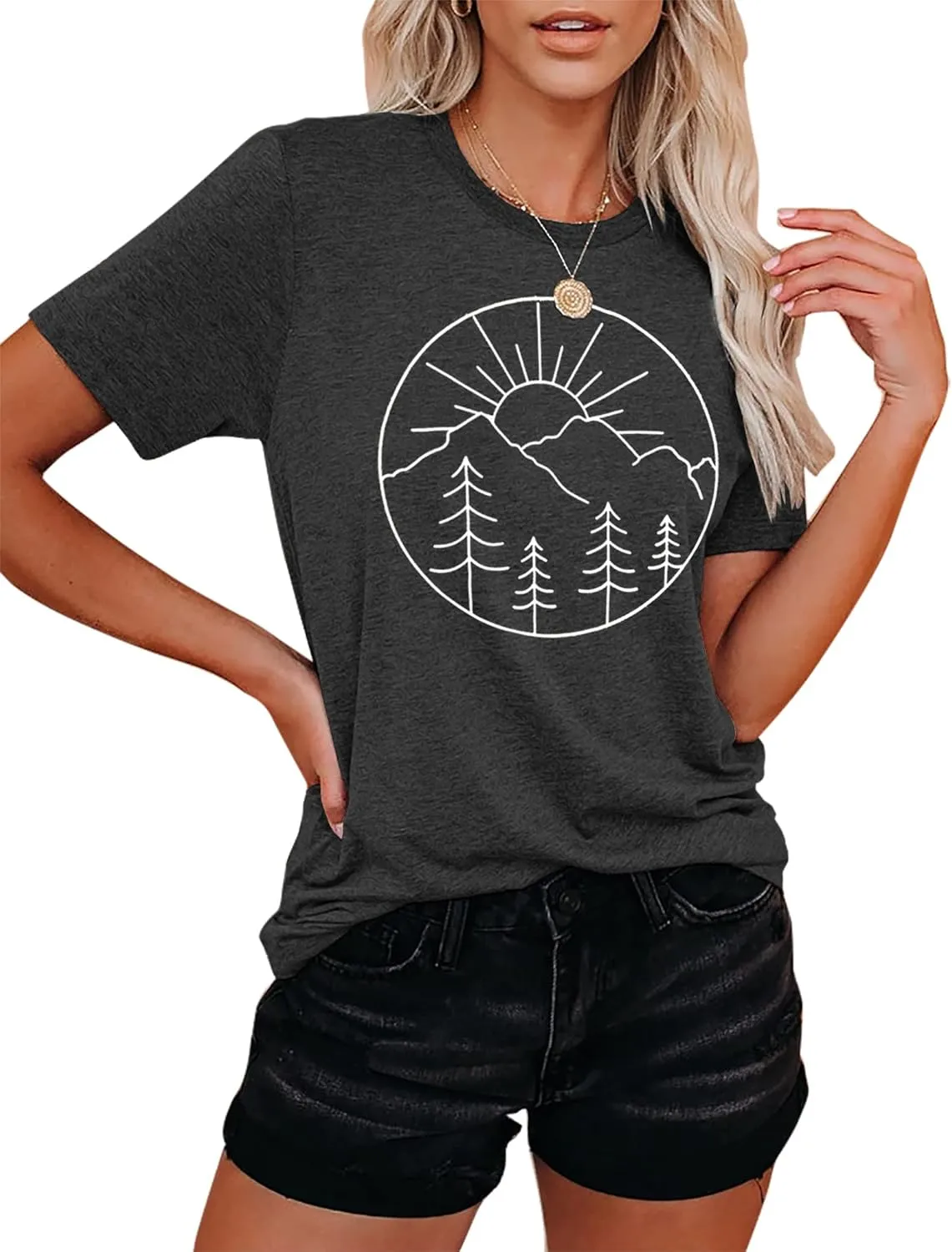 Adventure Tshirt Women Mountain Shirts Hiking Graphic Tees Summer Outdoor Casual Vacation Tops