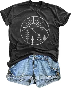 Adventure Tshirt Women Mountain Shirts Hiking Graphic Tees Summer Outdoor Casual Vacation Tops