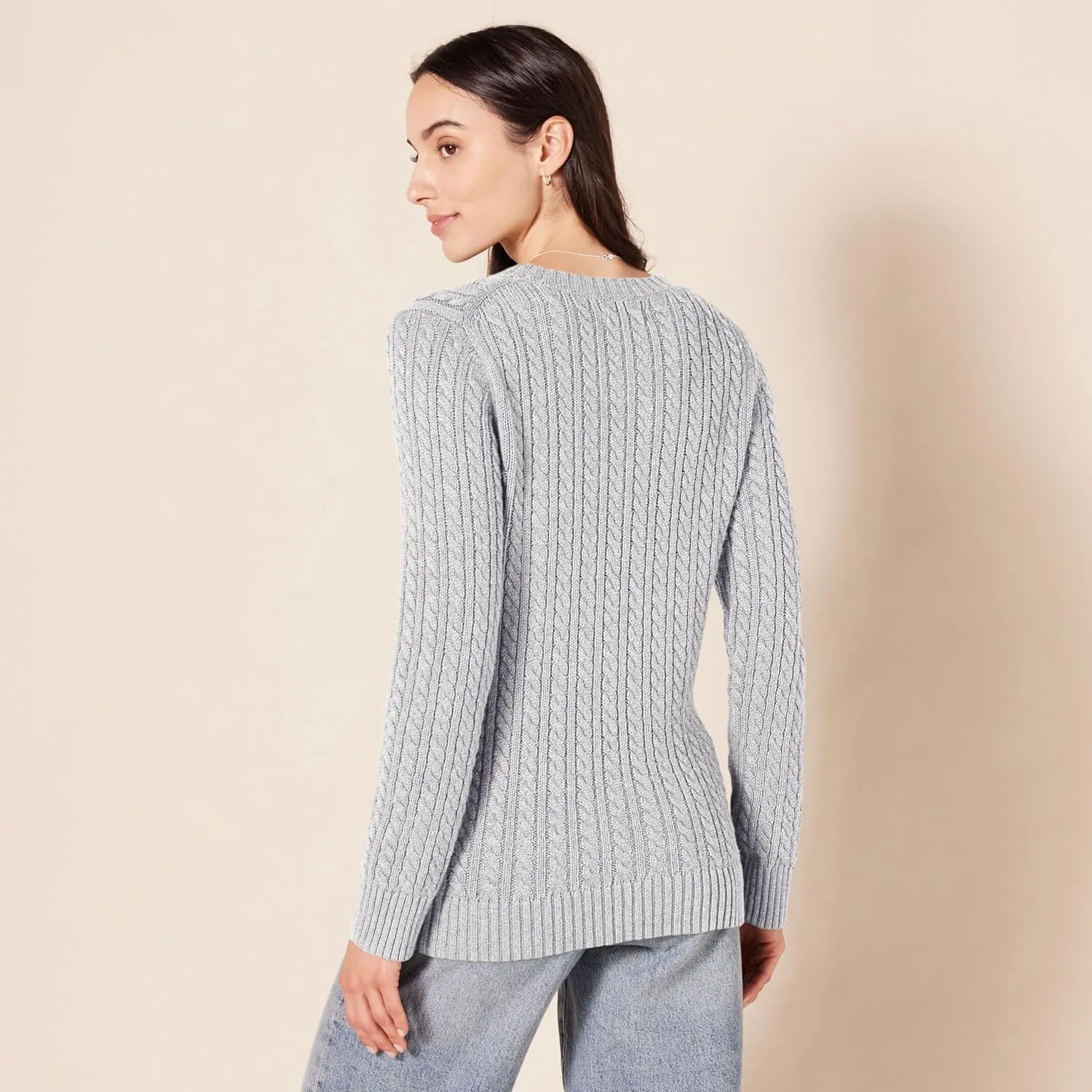Amazon Essentials Women's Soft Fisherman Cable Long-Sleeve Crewneck Sweater (Available in Plus Size)