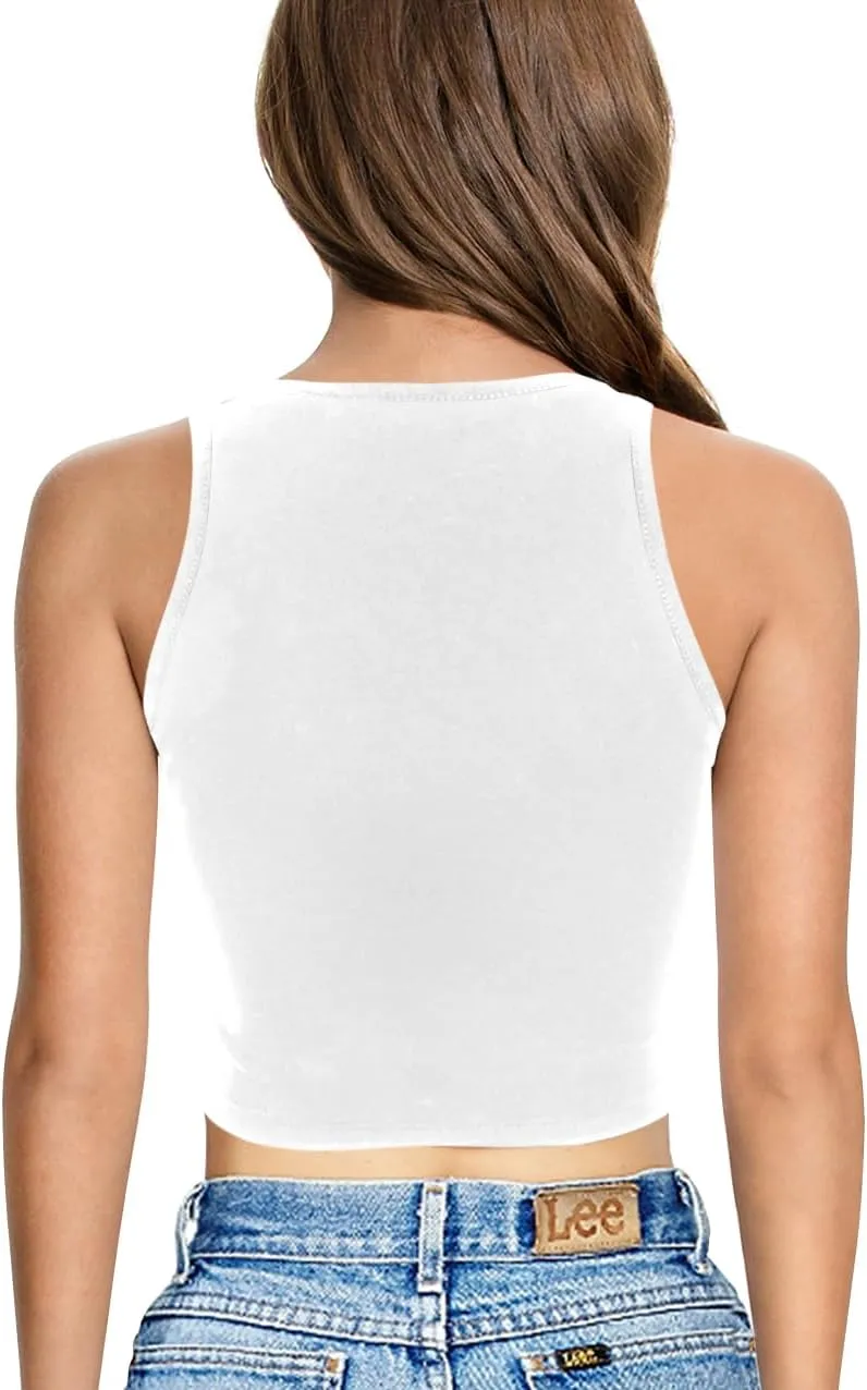 American USA Flag Crop Tops for Women T Shirt Patriotic 4th of July Cami Independence Tops
