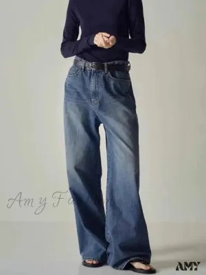 Amy Fashion - Spring Fall New High-waisted Wide-leg High Quality Long Baggy Y2K Jean