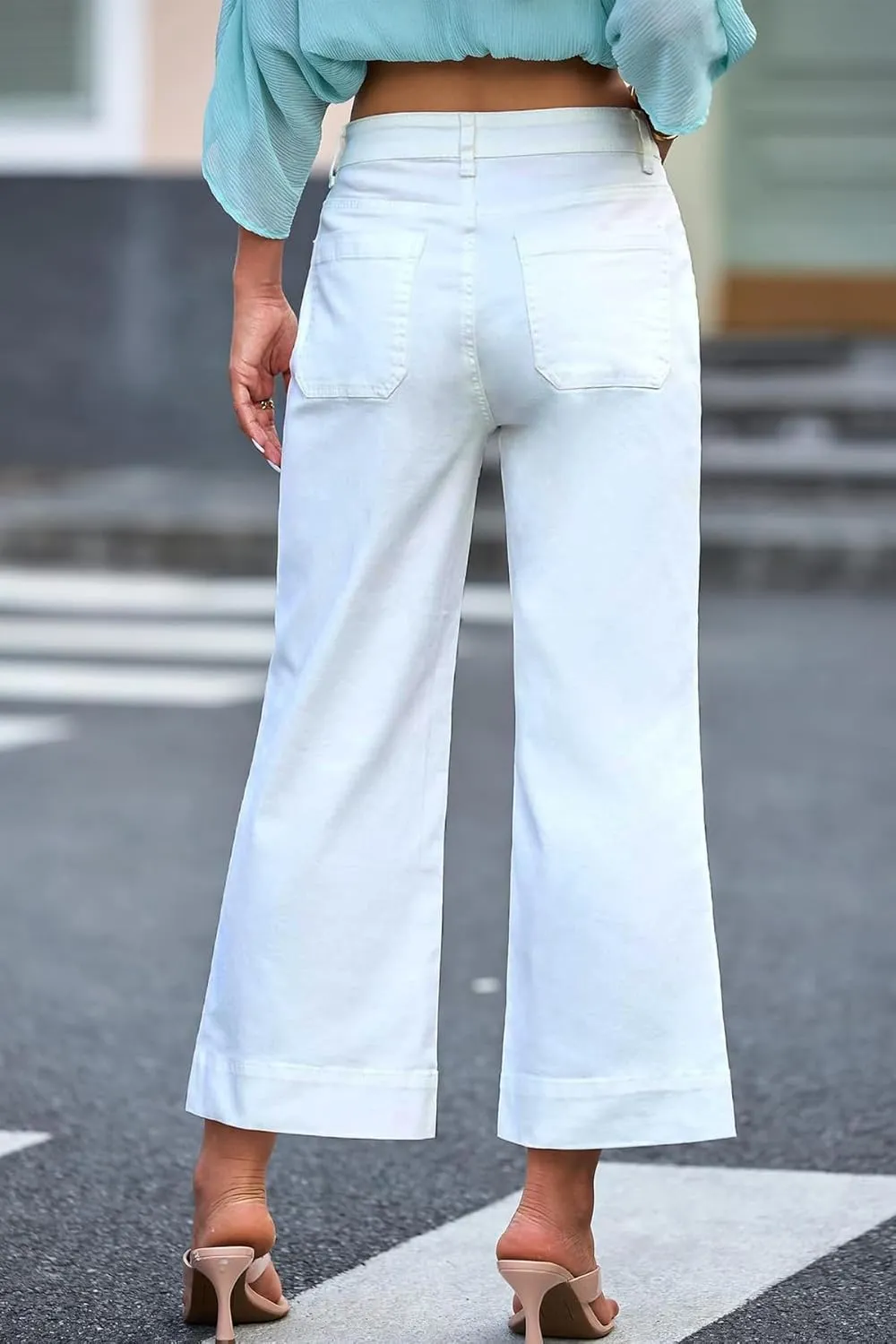 Atditama Wide Leg Jeans for Women Stretch High Waisted Straight Leg Denim Pants Boyfriend Mom Jeans
