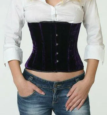 Authentic steel-boned velvet waist corset, different colors