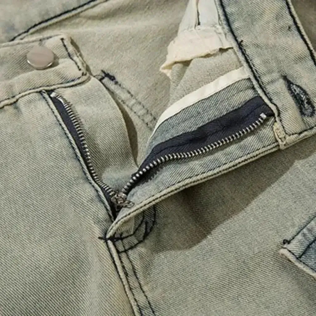 Baggy men's yellow-cast jeans
