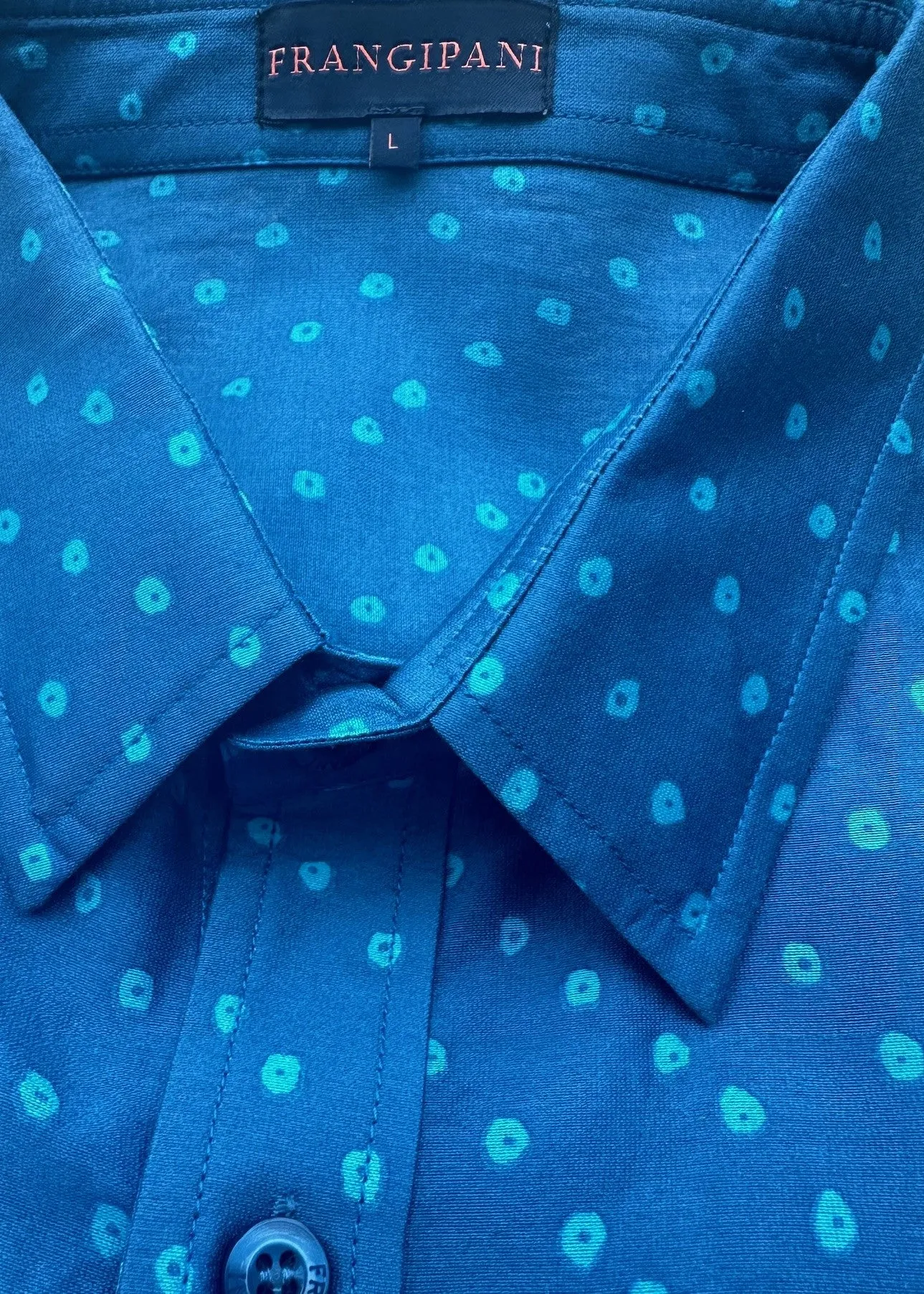 Bandhani Dot Mens' Silk Cotton Shirt in Blue
