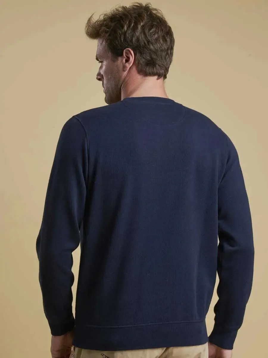 BARBOUR Sweater - Mens Prep Logo Crew Neck - Navy
