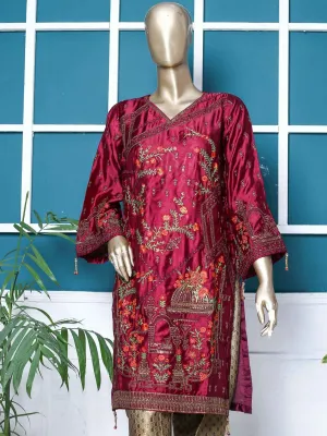 Bin Saeed Embroidered Tunic Silk Stitched Kurti Vol-23 Collection’2021-HEFS-3005-Purple