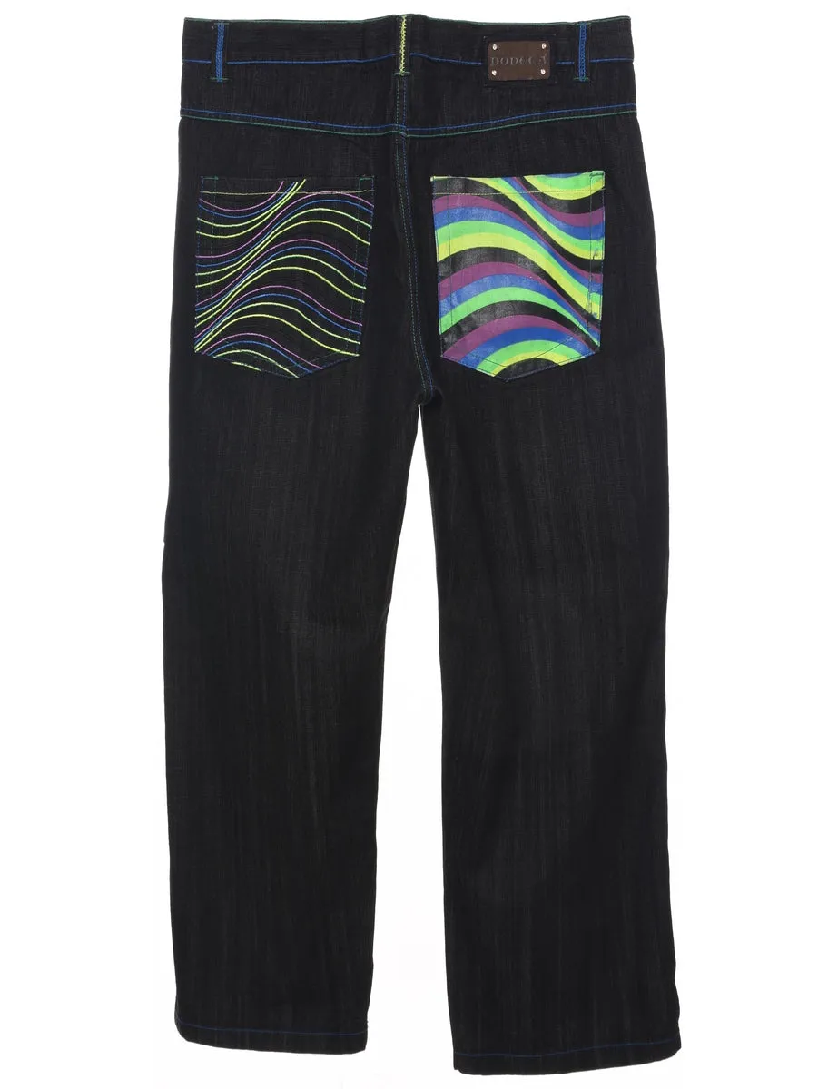 Black Straight Fit Y2K Style Jeans - W38 L32