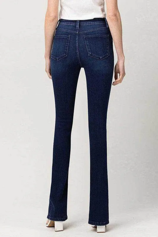 Bottom Split High Rise Slim Straight Jeans