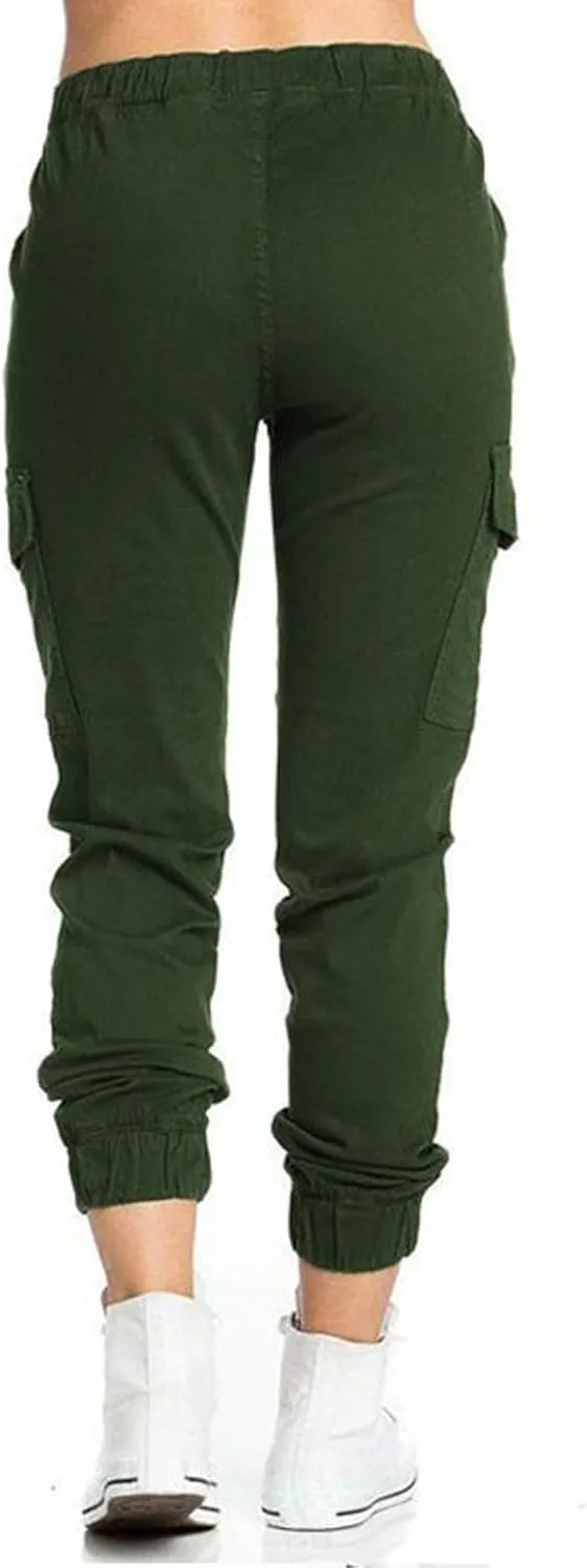 Cargo Joggers for Women Drawstring Lightweight Tapered Hiking Pants Stretch Casual Baggy Cargo Pants with Pockets