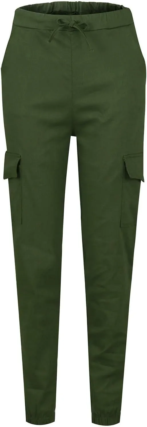 Cargo Joggers for Women Drawstring Lightweight Tapered Hiking Pants Stretch Casual Baggy Cargo Pants with Pockets
