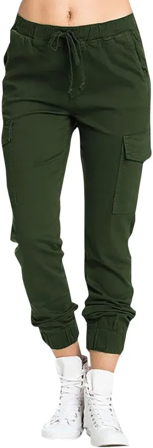 Cargo Joggers for Women Drawstring Lightweight Tapered Hiking Pants Stretch Casual Baggy Cargo Pants with Pockets