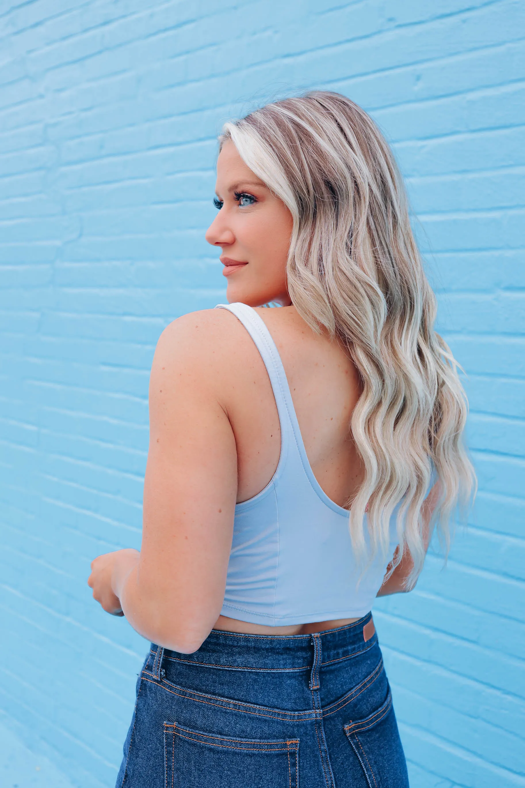 Chance Corset Crop Top - Blue
