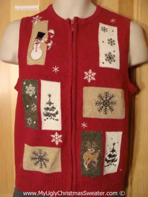 Cheap Tacky Christmas Sweater Vest with Patchwork Style  (f1309)