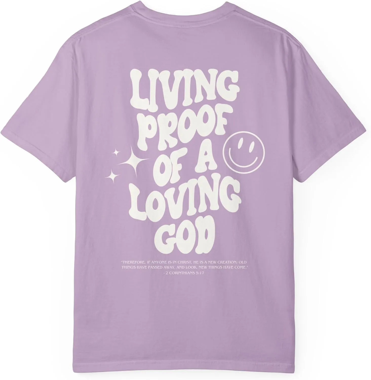 Comfort Colors Living Proof of a Loving God Shirt, Trendy Bible Verse Shirt, Oversized Jesus Tee, Smiley Face Summer T-Shirt