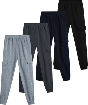 Coney Island Boys Sweatpants - 4 Pack Athletic Sweat Pants with Pocket Soft Boys Joggers Kids Sweatpants (Sizes 5-16)