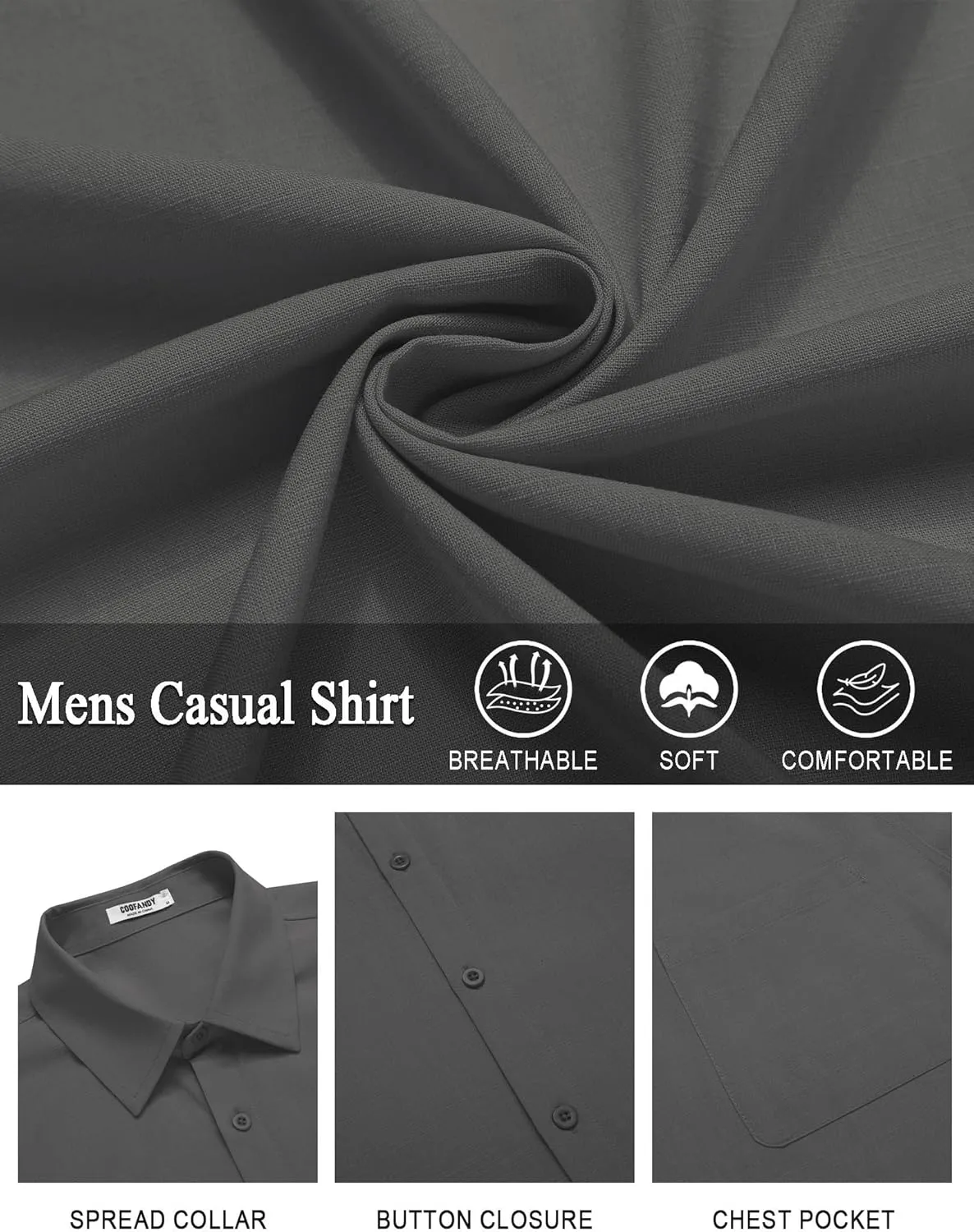 COOFANDY Mens Casual Linen Shirt Short Sleeve Button Down Shirt Summer Beach Shirts with Pocket