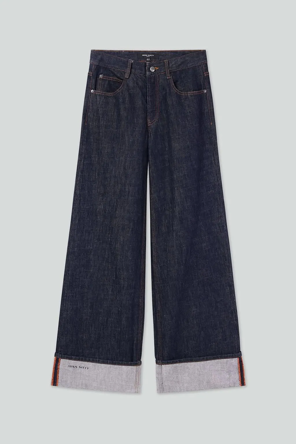 Cuffed Wide-Leg Jeans