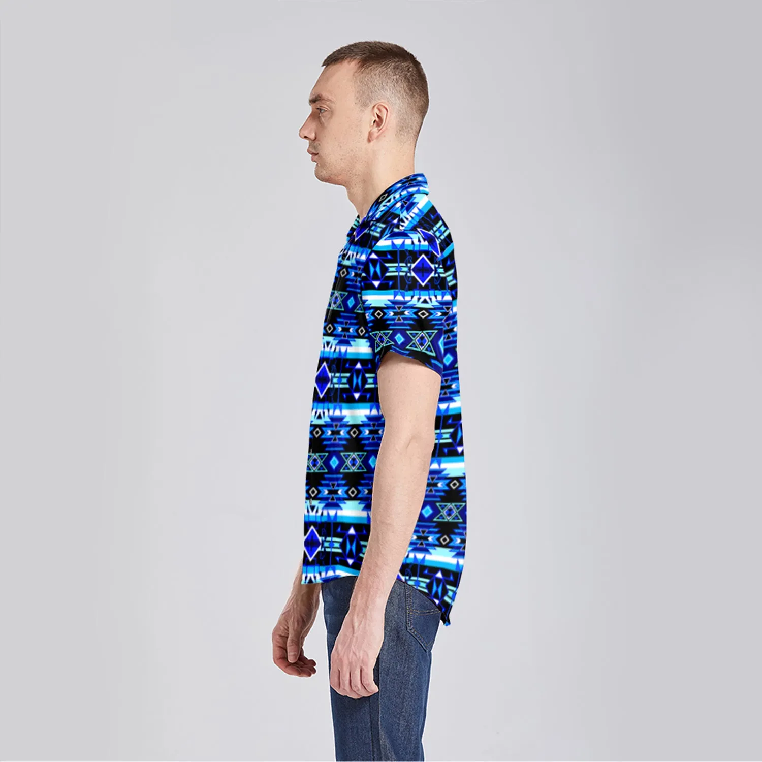 Force of Nature Winter Night Button Up Silk Shirt
