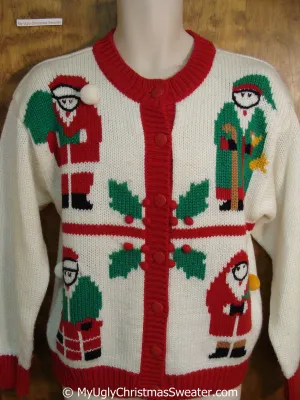 Four Santas 80s Fun Tacky Christmas Sweater