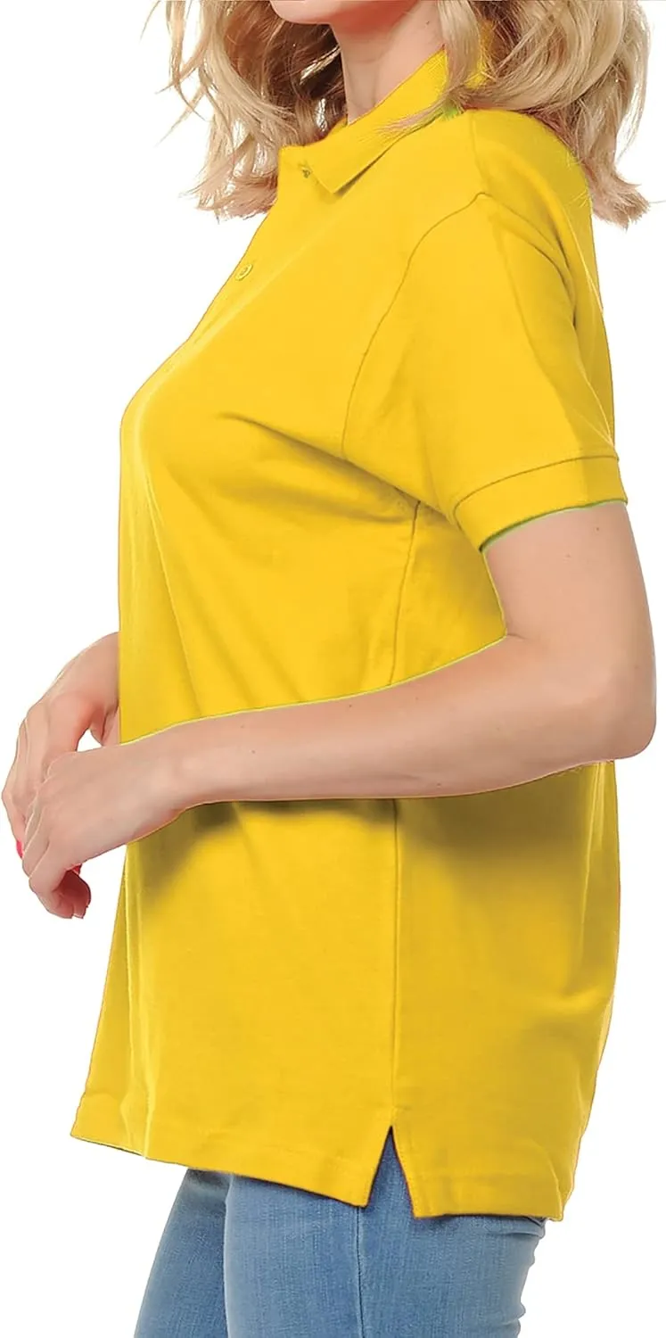 FRESH TEE Women's Adult Unisex 100% Cotton Classic Fit Polo Shirt Short Sleeve for Daily Work School Uniform