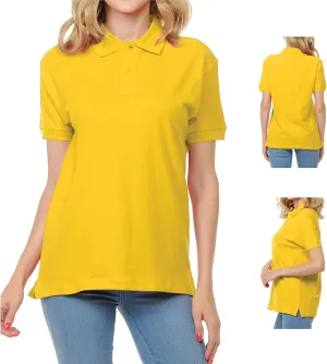 FRESH TEE Women's Adult Unisex 100% Cotton Classic Fit Polo Shirt Short Sleeve for Daily Work School Uniform