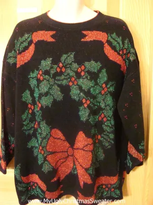 Funny 80s Christmas Sweater with Massive Wreath