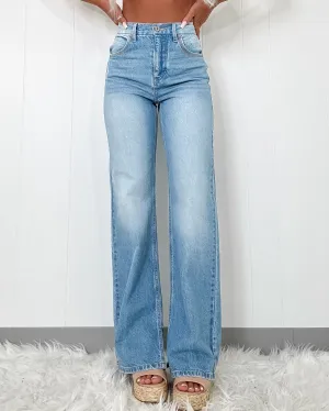 Hayley High Rise Wide Leg Flare Jeans - Light Wash