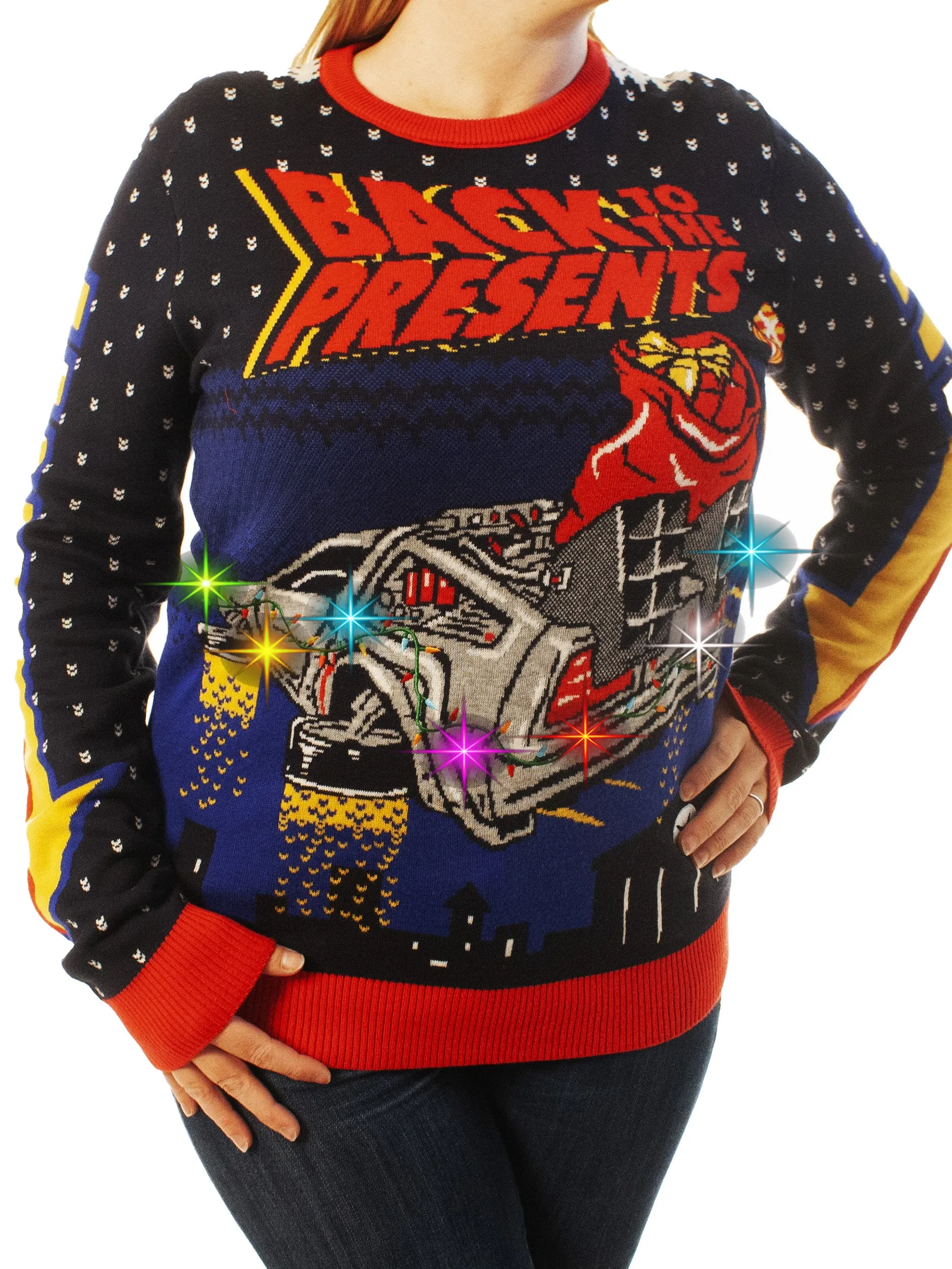 LIGHT UP- Back to the Presents | Ugly Christmas Sweater For Men & Women | Unisex Sizing