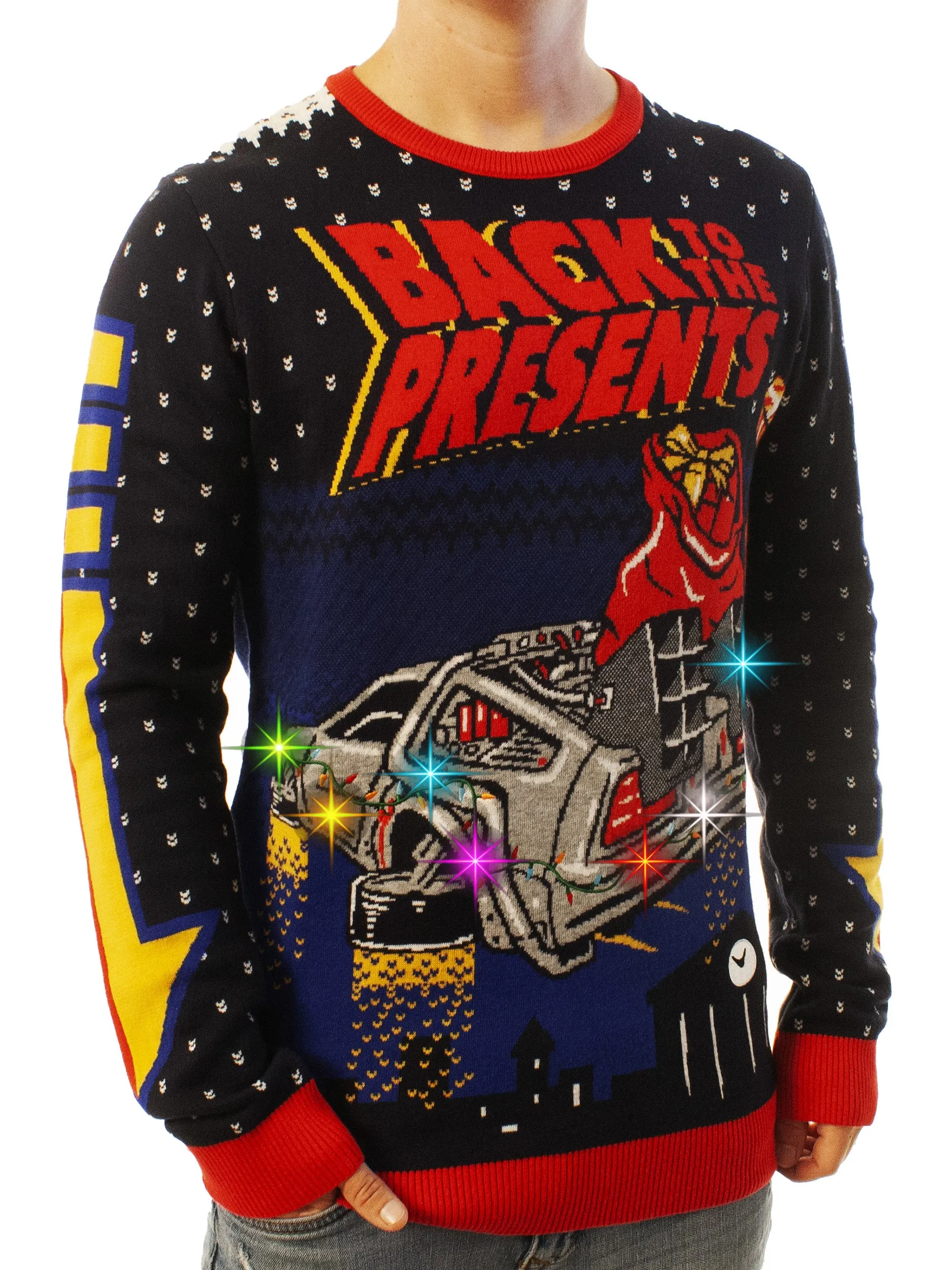 LIGHT UP- Back to the Presents | Ugly Christmas Sweater For Men & Women | Unisex Sizing