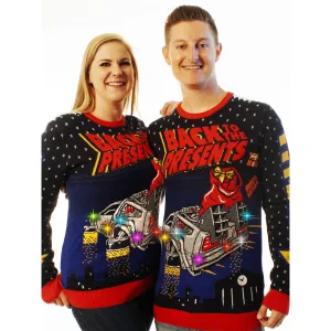 LIGHT UP- Back to the Presents | Ugly Christmas Sweater For Men & Women | Unisex Sizing