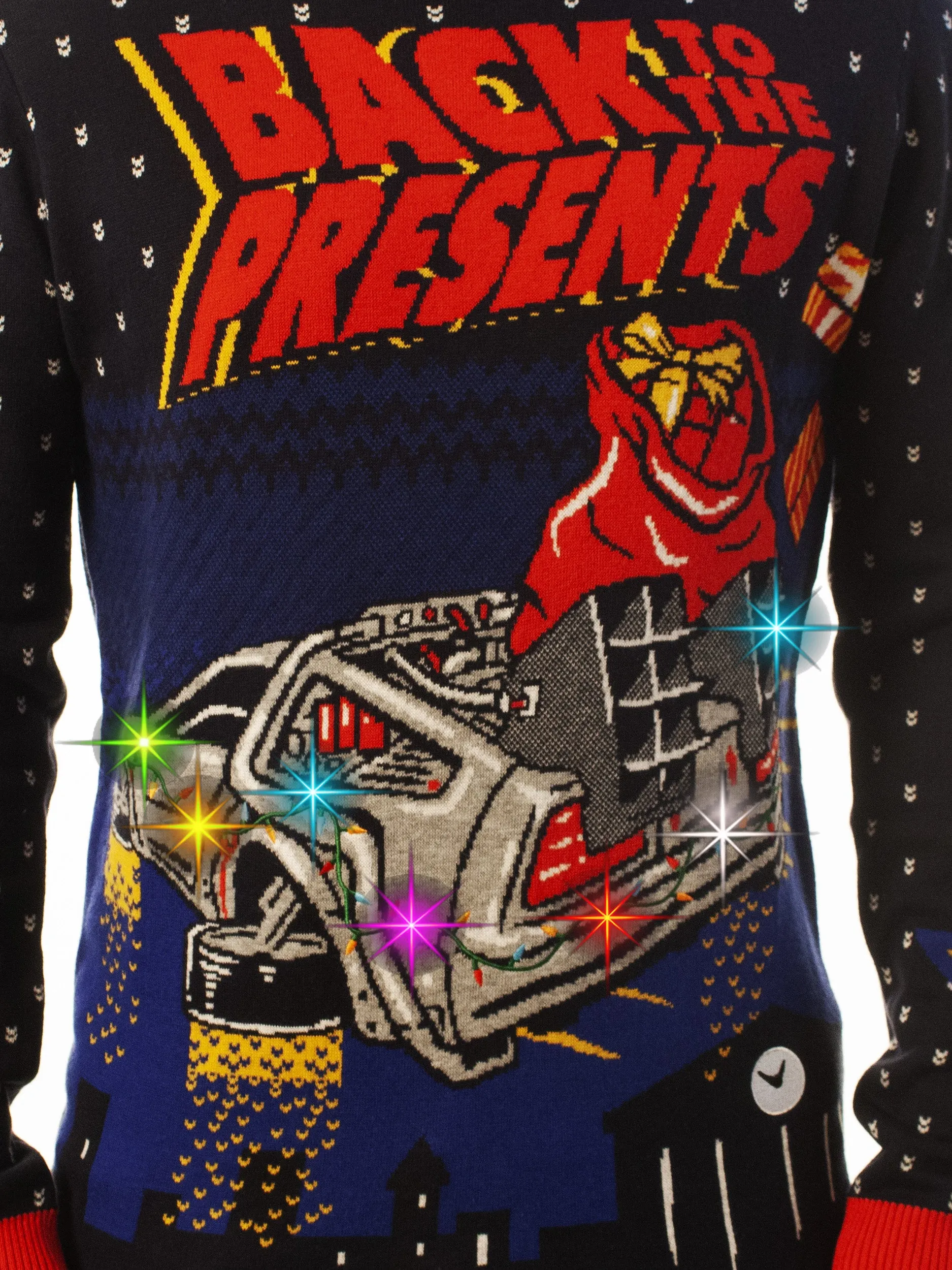 LIGHT UP- Back to the Presents | Ugly Christmas Sweater For Men & Women | Unisex Sizing