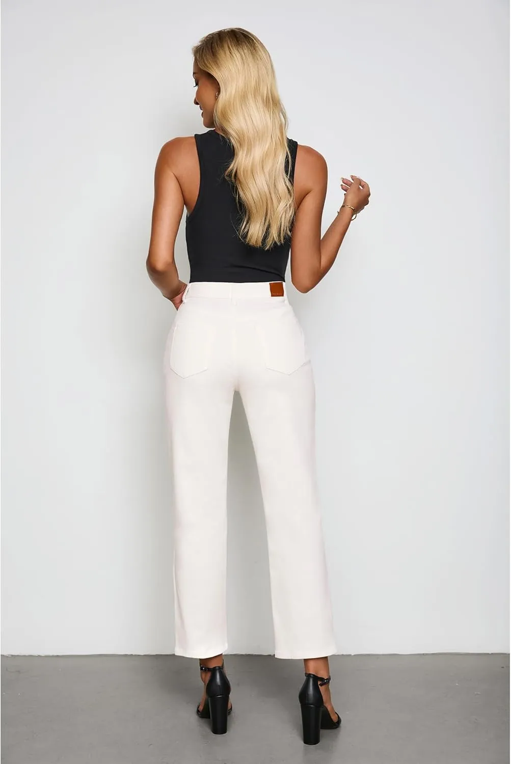 luvamia Straight Leg Jeans for Women High Waisted Trendy Cropped Stretchy Denim Pants Ankle Mom Jeans Work Trouser Jeans