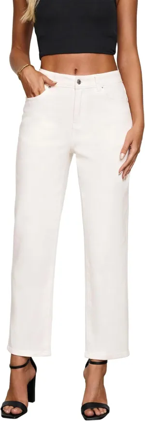 luvamia Straight Leg Jeans for Women High Waisted Trendy Cropped Stretchy Denim Pants Ankle Mom Jeans Work Trouser Jeans