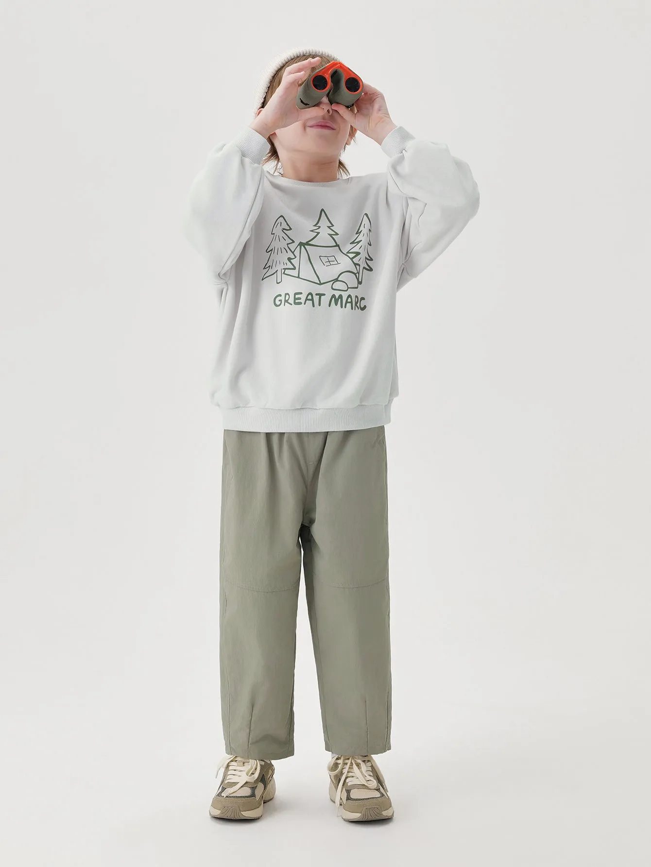MARC & JANIE Boys Spliced Cargo Pants Loose Fit Drawstring Pants 241330