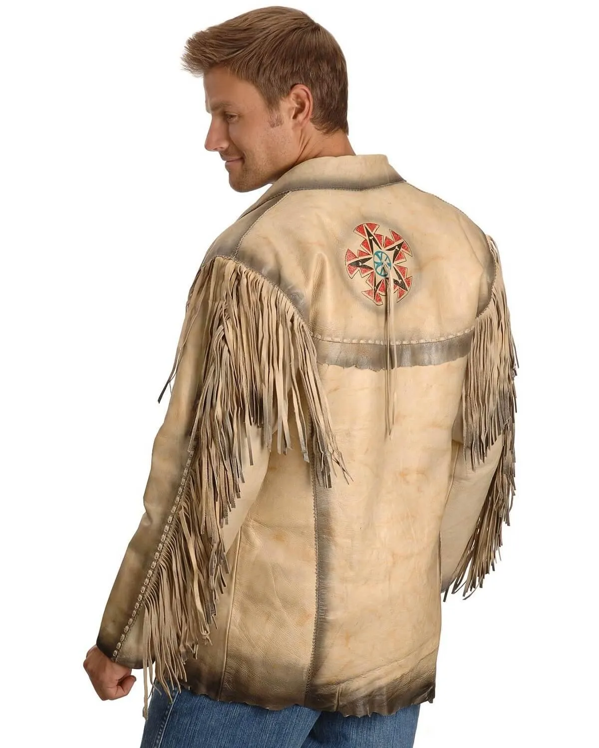 Maricopa Fringe Tan Leather Jacket Mens