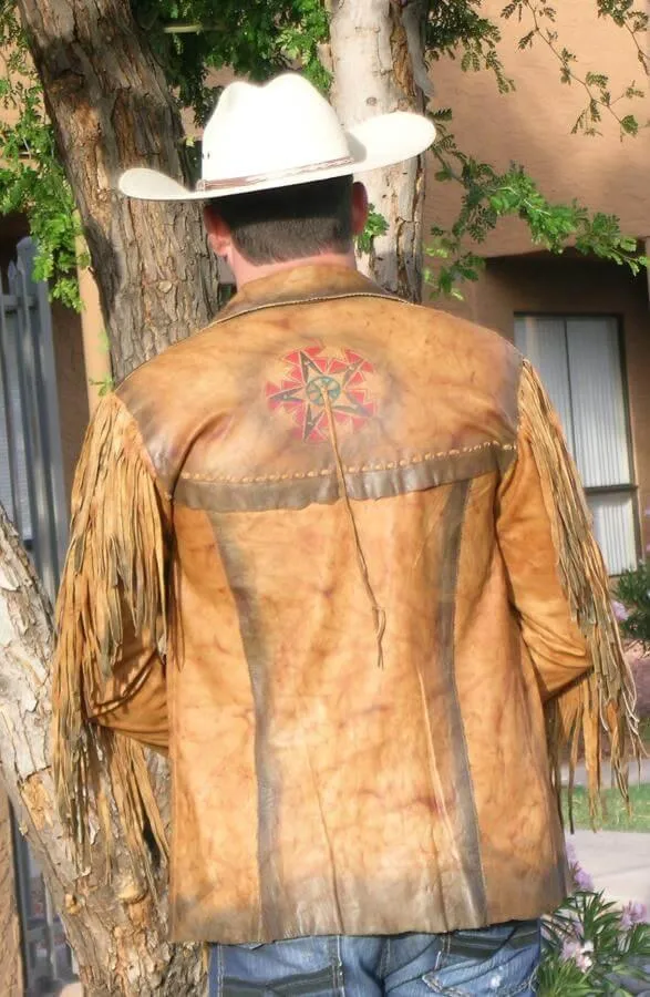 Maricopa Fringe Tan Leather Jacket Mens