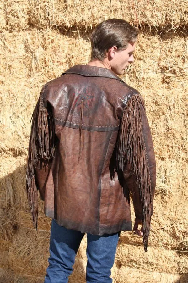 Maricopa Fringe Tan Leather Jacket Mens