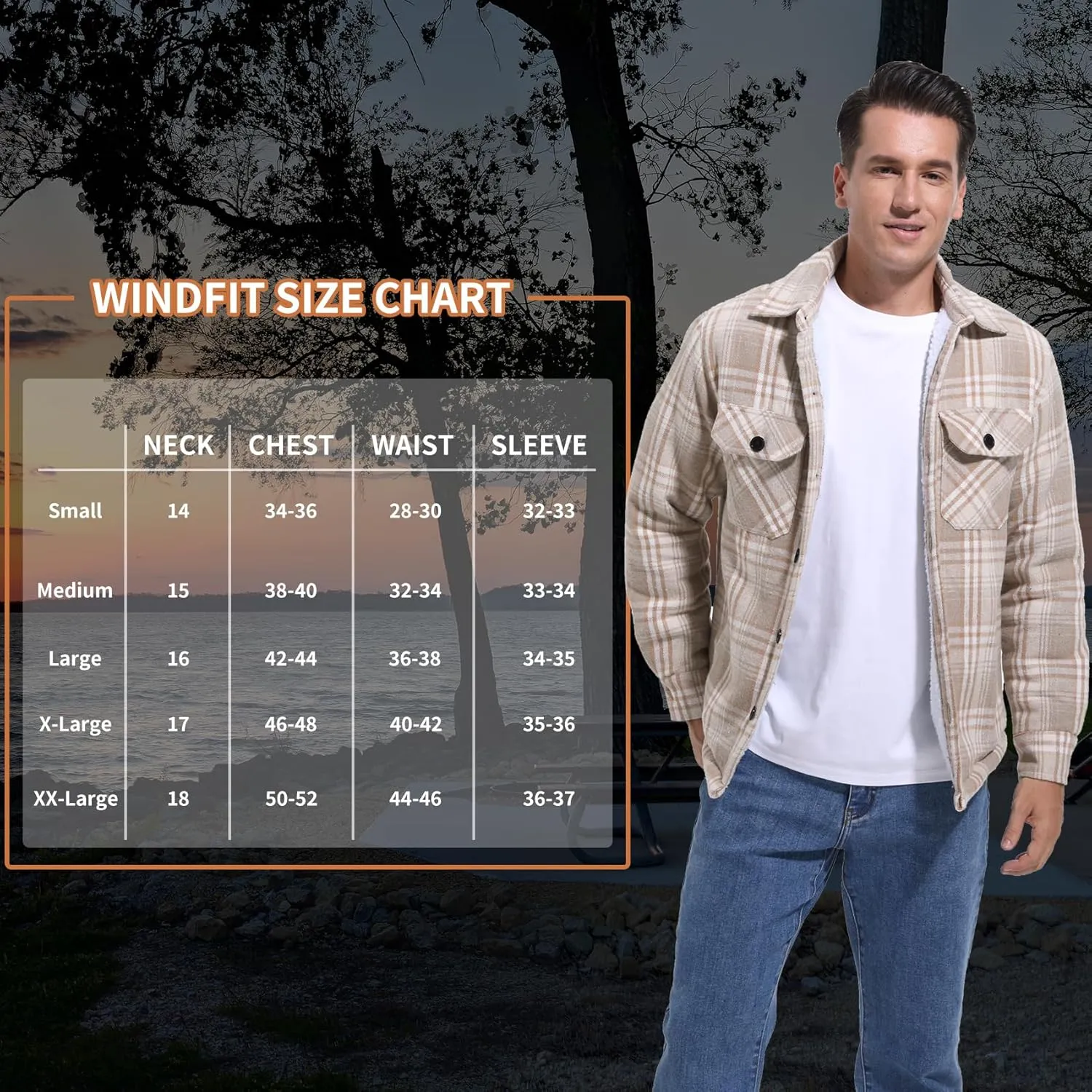 Men's Cotton Flannel Shirt Jacket Fleece Lined Long Sleeve Plaid Shirt for Men