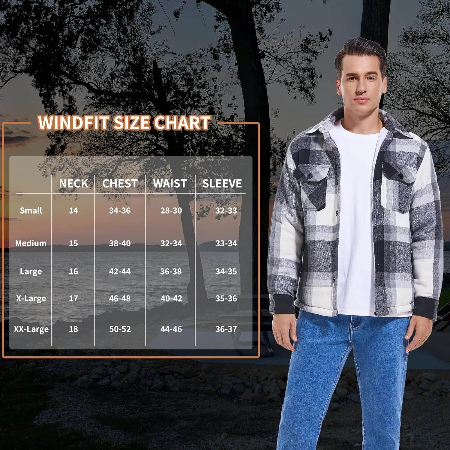 Men's Cotton Flannel Shirt Jacket Fleece Lined Long Sleeve Plaid Shirt for Men