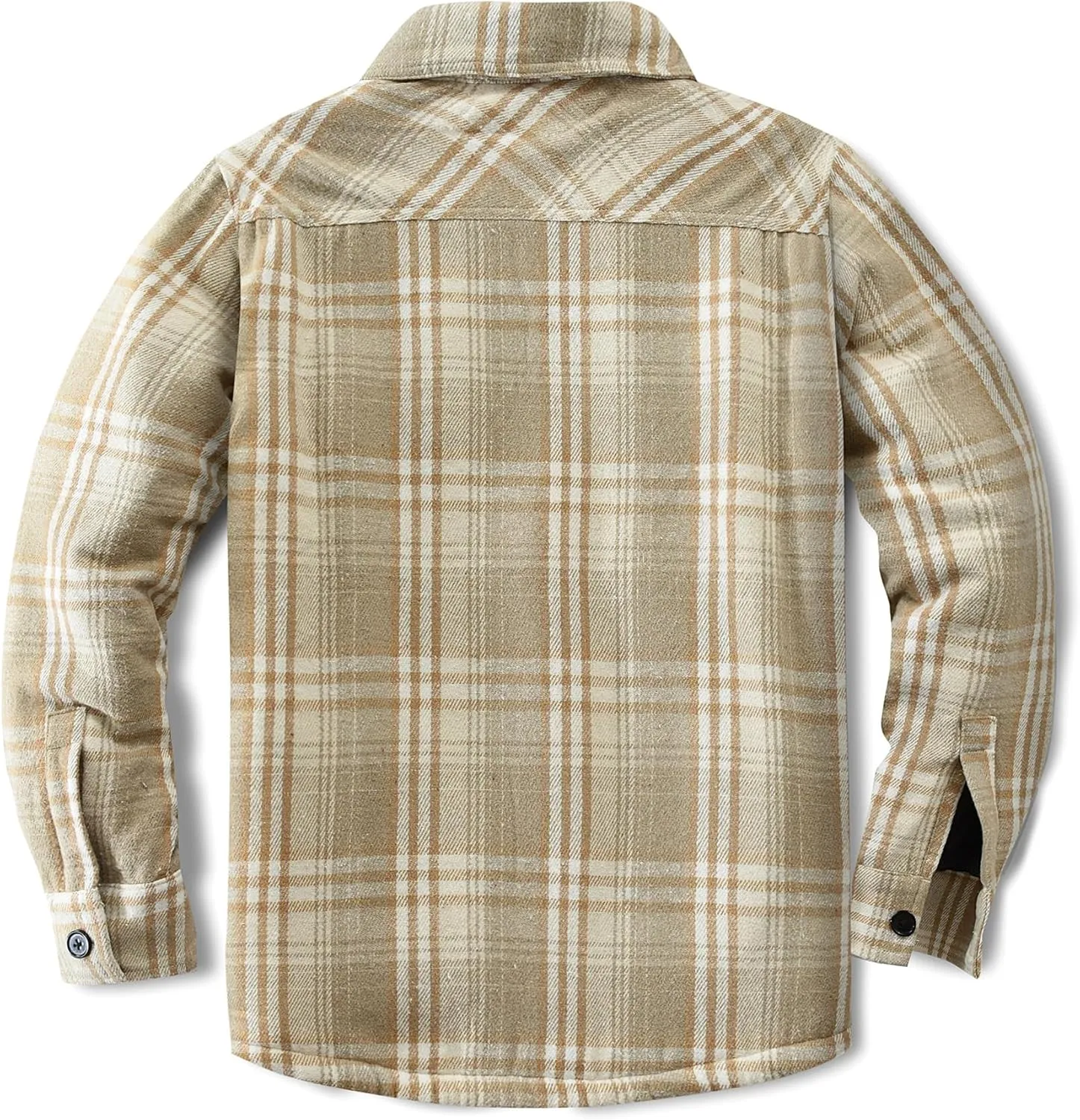 Men's Cotton Flannel Shirt Jacket Fleece Lined Long Sleeve Plaid Shirt for Men
