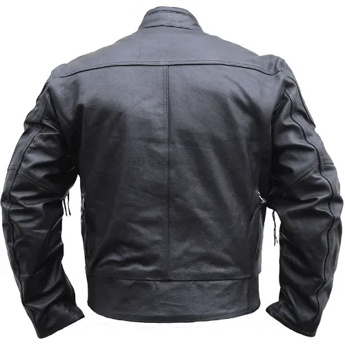 Mens Cruiser Black Leather Motorcycle Jacket