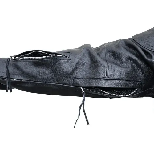 Mens Cruiser Black Leather Motorcycle Jacket