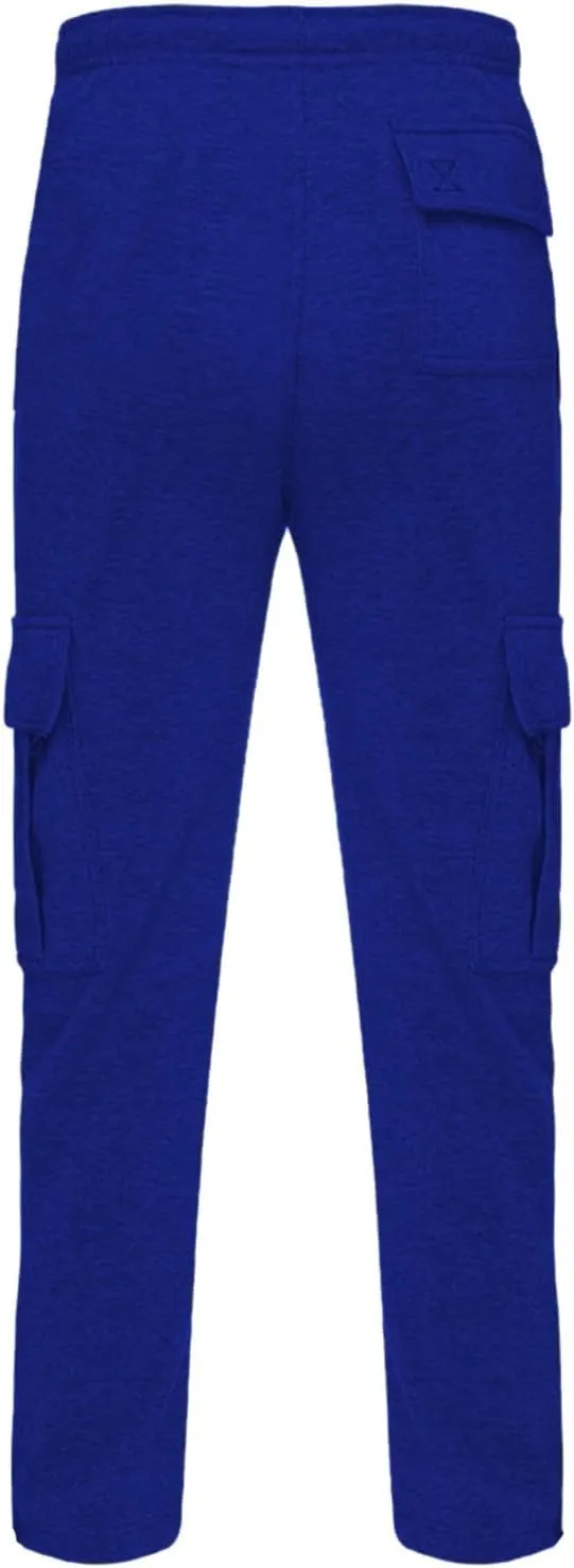 Mens Fleece Sweatpants Heavyweight Baggy Elastic Waist Joggers Fall Winter Drawstring Wide Leg Cargo Pants Pockets